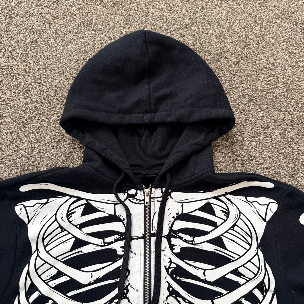 Spencer's Skeleton Hoodie Size XL Adult Halloween Fleece Full Zip Costume
